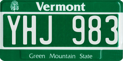 VT license plate YHJ983