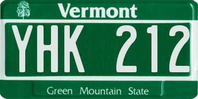VT license plate YHK212