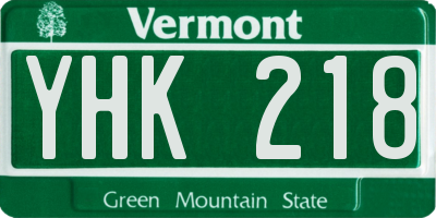 VT license plate YHK218