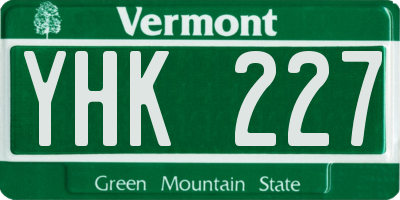 VT license plate YHK227