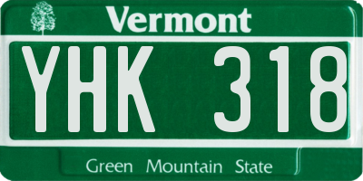VT license plate YHK318