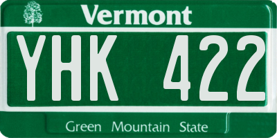 VT license plate YHK422