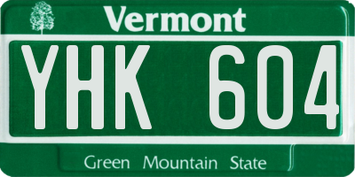 VT license plate YHK604