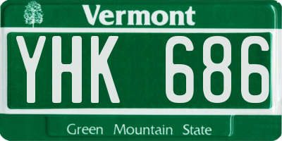 VT license plate YHK686
