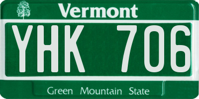 VT license plate YHK706