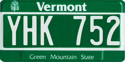 VT license plate YHK752