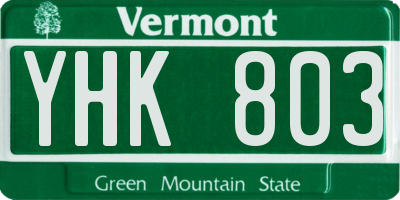VT license plate YHK803