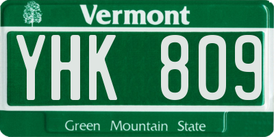 VT license plate YHK809