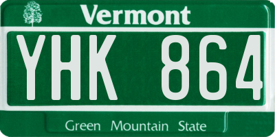 VT license plate YHK864
