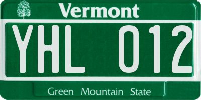VT license plate YHL012