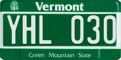 VT license plate YHL030