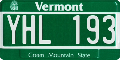 VT license plate YHL193