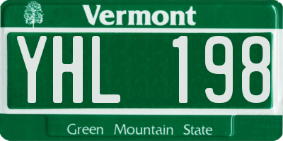 VT license plate YHL198