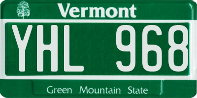 VT license plate YHL968