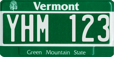 VT license plate YHM123