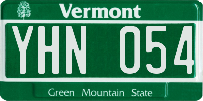 VT license plate YHN054