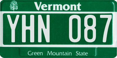 VT license plate YHN087