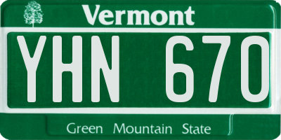 VT license plate YHN670