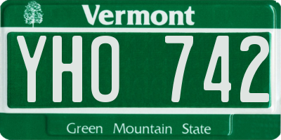 VT license plate YHO742