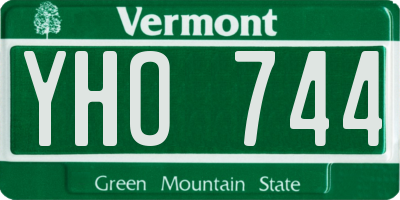 VT license plate YHO744