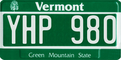 VT license plate YHP980