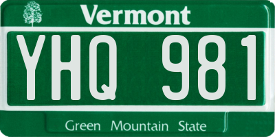 VT license plate YHQ981