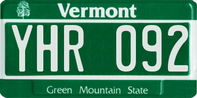 VT license plate YHR092