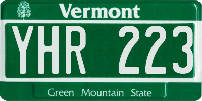 VT license plate YHR223