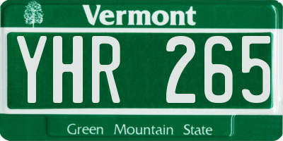 VT license plate YHR265