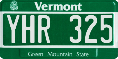 VT license plate YHR325