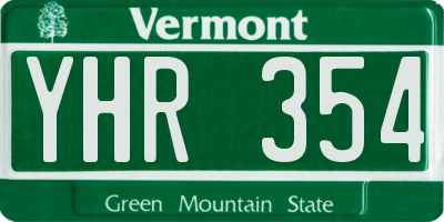 VT license plate YHR354