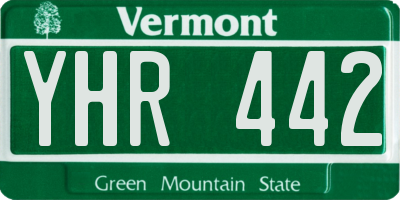 VT license plate YHR442