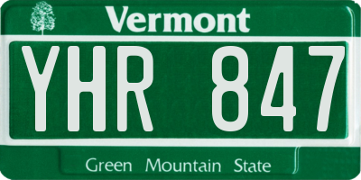 VT license plate YHR847