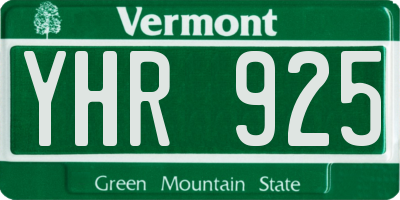 VT license plate YHR925