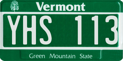 VT license plate YHS113