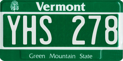 VT license plate YHS278