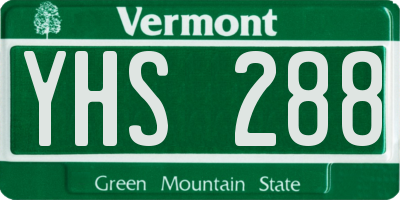 VT license plate YHS288