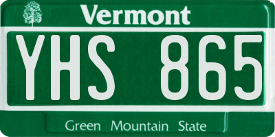 VT license plate YHS865