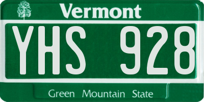 VT license plate YHS928