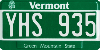 VT license plate YHS935