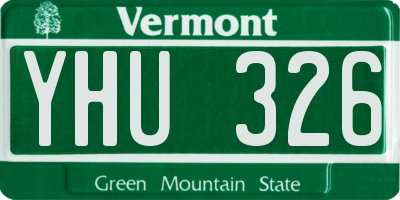 VT license plate YHU326