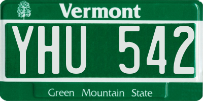 VT license plate YHU542