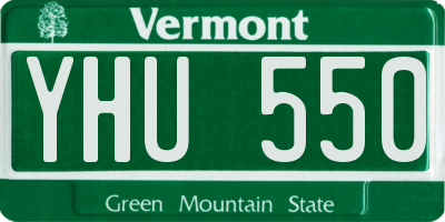 VT license plate YHU550