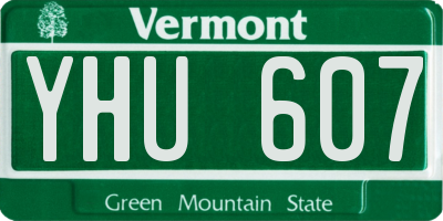 VT license plate YHU607