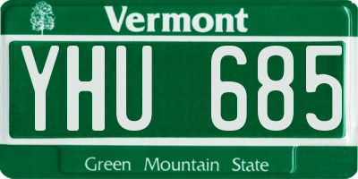 VT license plate YHU685