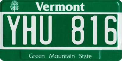 VT license plate YHU816