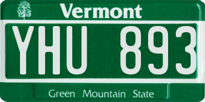 VT license plate YHU893