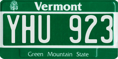 VT license plate YHU923