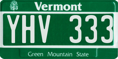 VT license plate YHV333