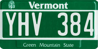 VT license plate YHV384
